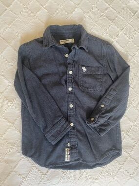 abercrombie kids dark blue button-down shirt with chest pocket